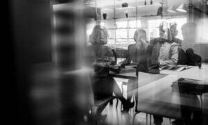 Abstract group of business people in the meeting.